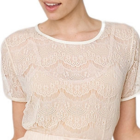 American Apparel El Salvador Nude Lace Top - Picture 2 of 5